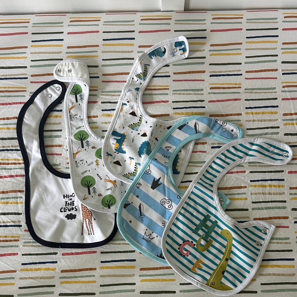 Playful Jungle and Stripes Baby Bibs Set